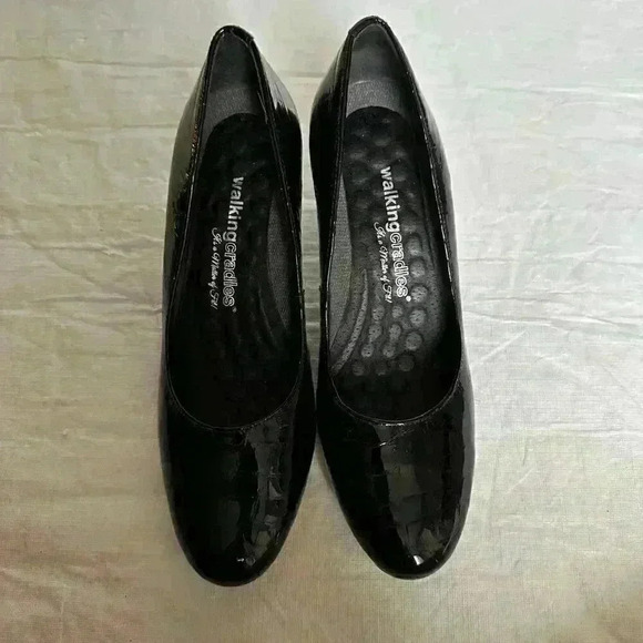 Walking Cradles Joy Pump Heel Black Croc Womens Size 7.5 - Picture 5 of 7